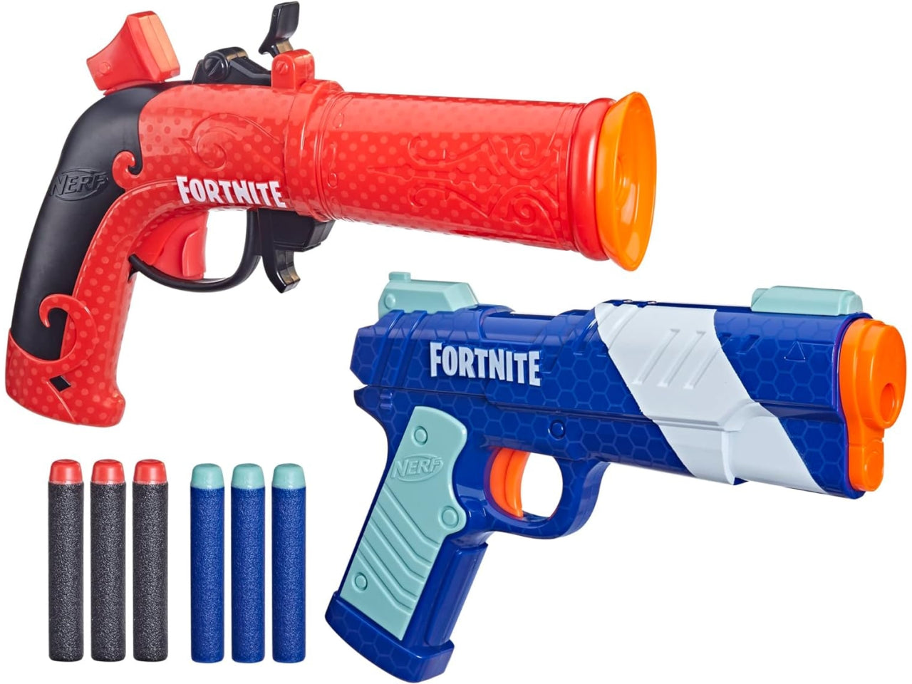 Nerf Fortnite - Confezione da 2 blaster Fortnite e 6 dardi Nerf Elite in gommapiuma - Hasbro