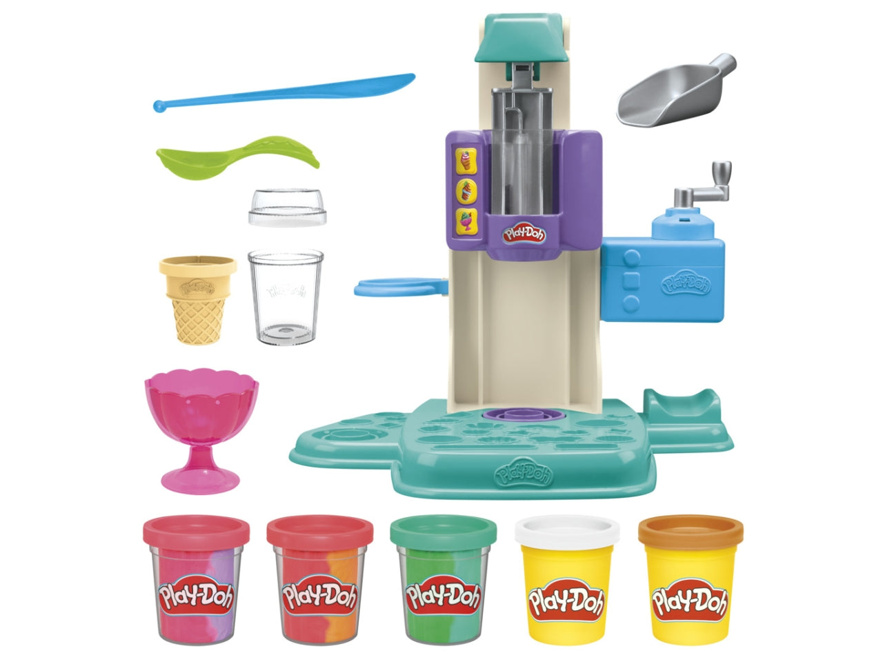 Play-doh gelateria arcobaleno, giocattolo interattivo con plastilina 3+ Hasbro