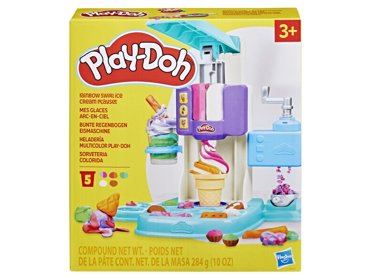 Play-doh gelateria arcobaleno, giocattolo interattivo con plastilina 3+ Hasbro