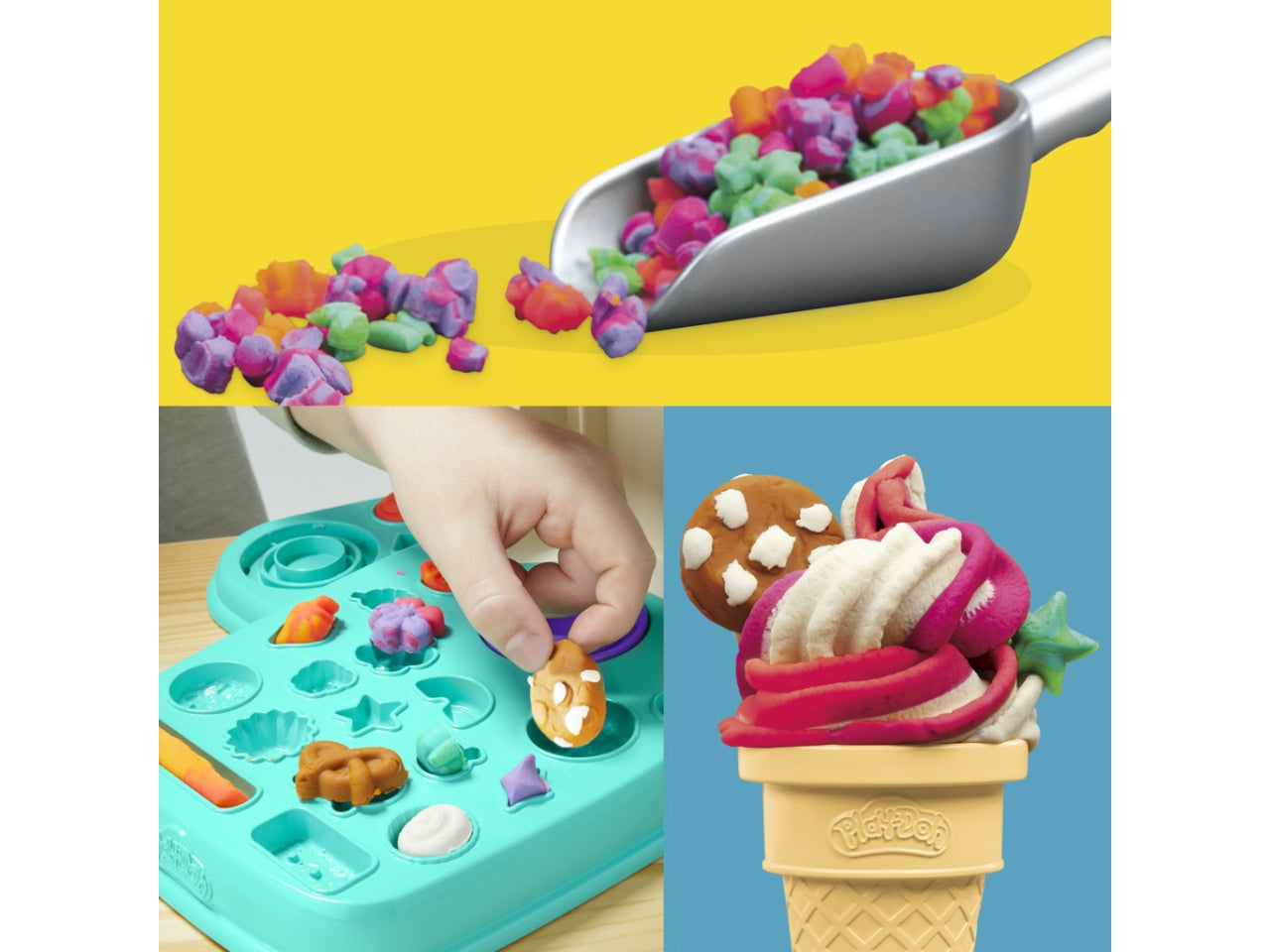 Play-doh gelateria arcobaleno, giocattolo interattivo con plastilina 3+ Hasbro