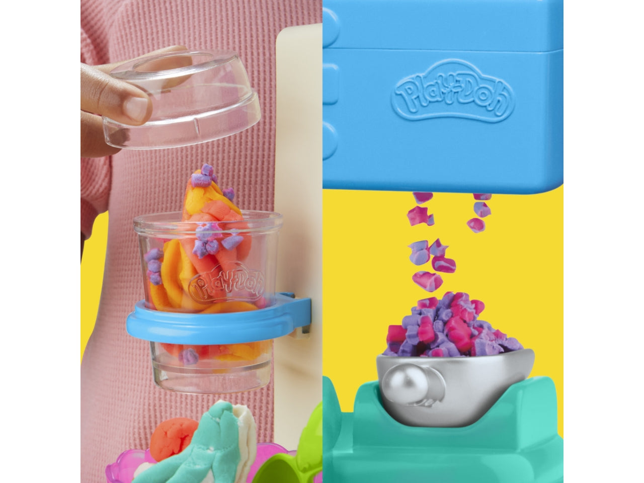 Play-doh gelateria arcobaleno, giocattolo interattivo con plastilina 3+ Hasbro