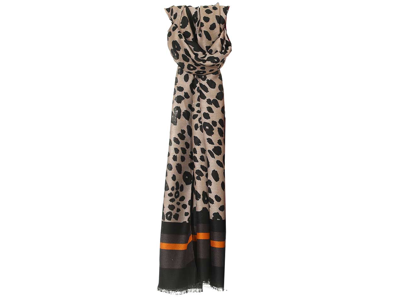 Sciarpa Gai Mattiolo animalier nero e tortora da donna 180x90 cm Gai Mattiolo