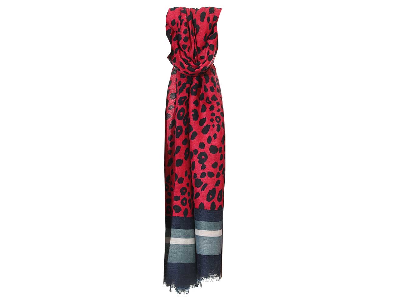 Sciarpa Gai Mattiolo animalier fucsia e ottanio da donna 180x90 cm Gai Mattiolo