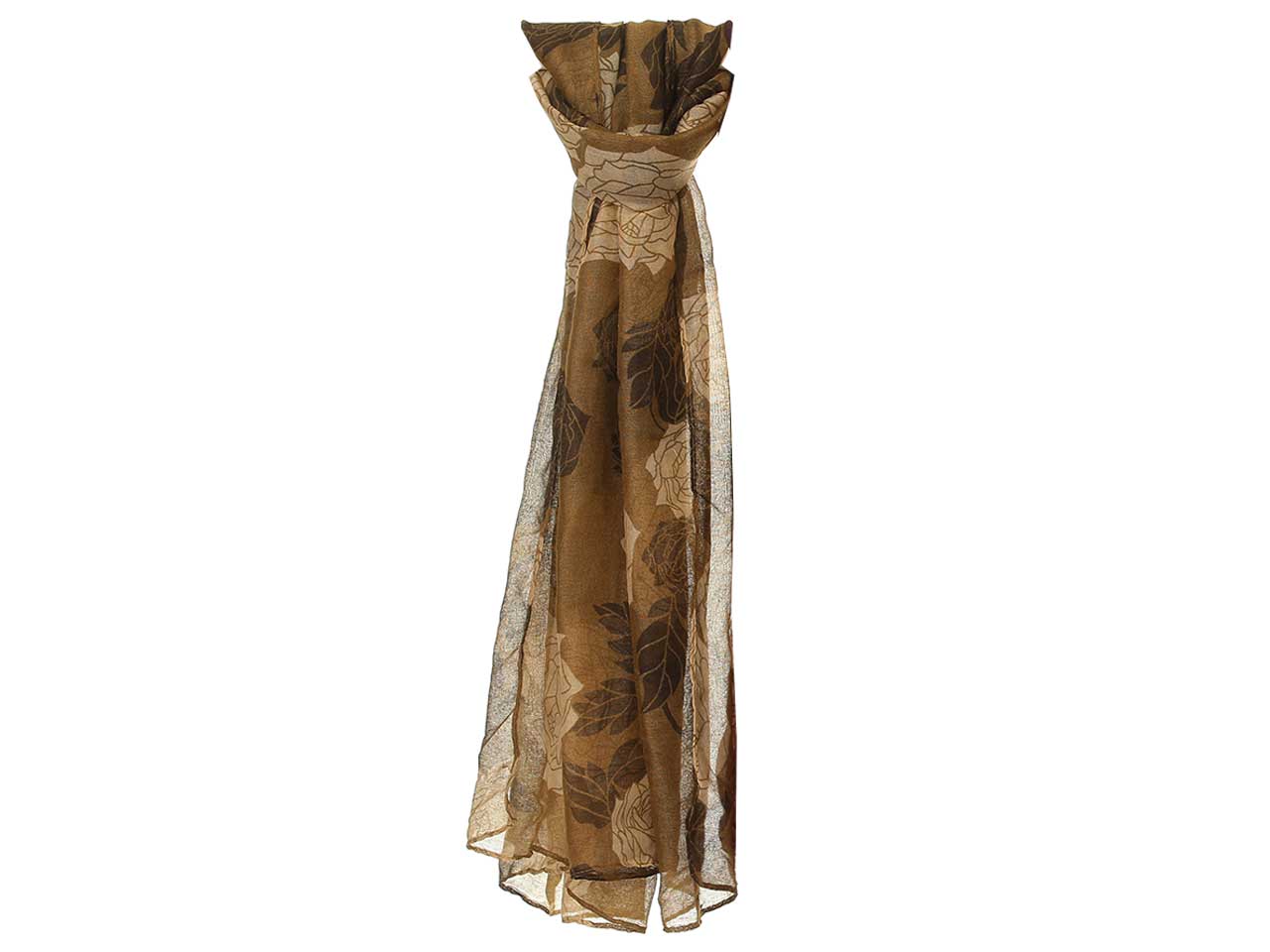 Sciarpa Gai Mattiolo marrone e beige floreale da donna 180x90 cm Gai Mattiolo