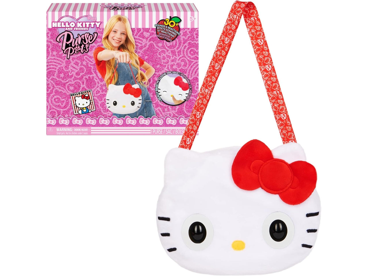 Purse Pets, Sanrio Hello Kitty And Friends, Animale Giocattolo e Borsa interattiva Hello Kitty con Oltre 30 Suoni e reazioni, Giocattoli per Bambine | Spin Master