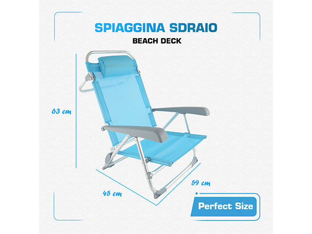 Sedia da mare textilene in alluminio 50x59x75cm $