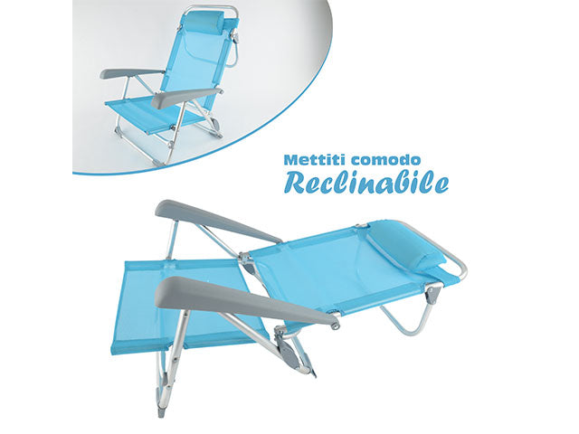 Sedia da mare textilene in alluminio 50x59x75cm $