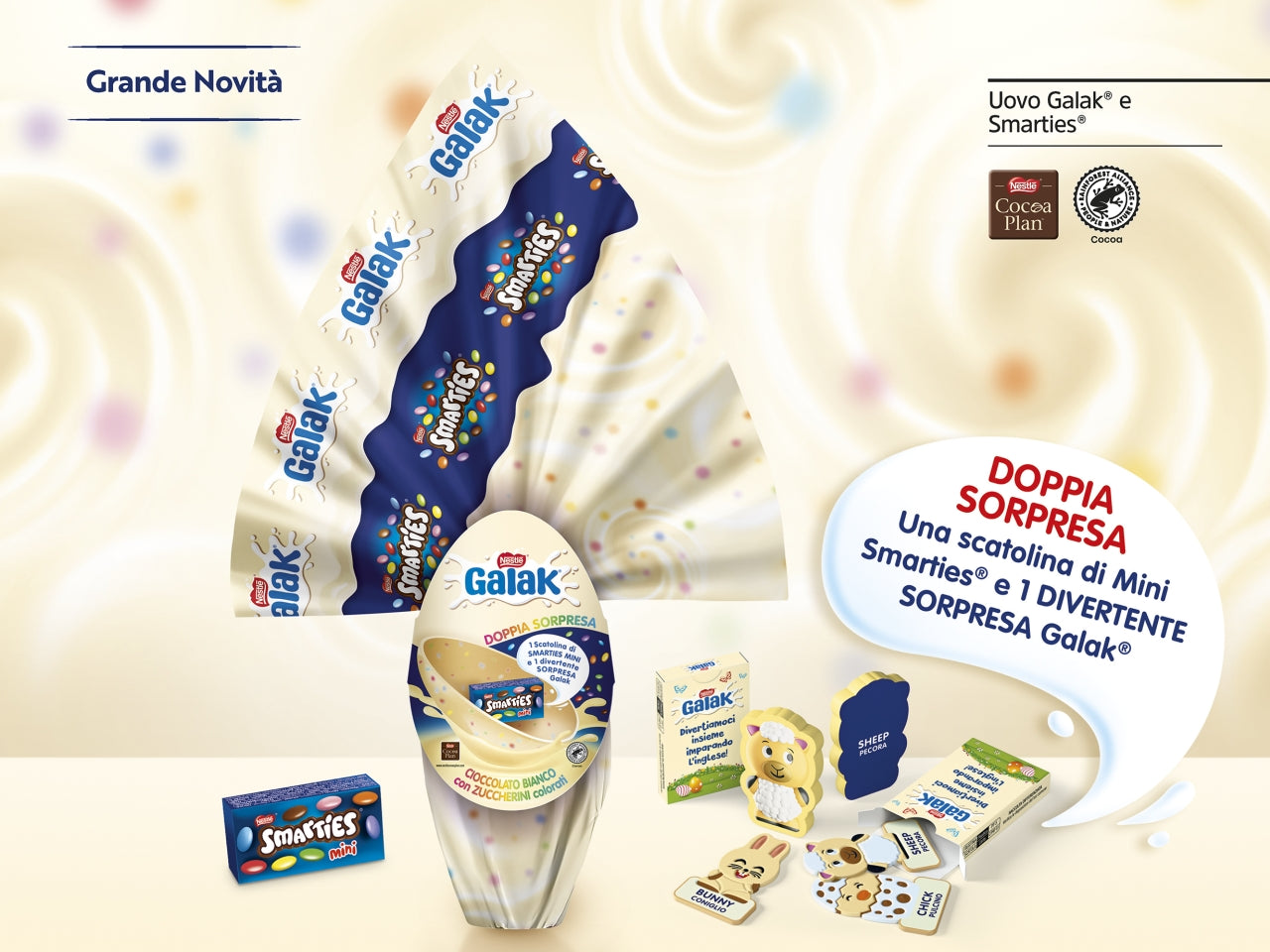 Galak e smarties uovo bianco 240g con sorpresa