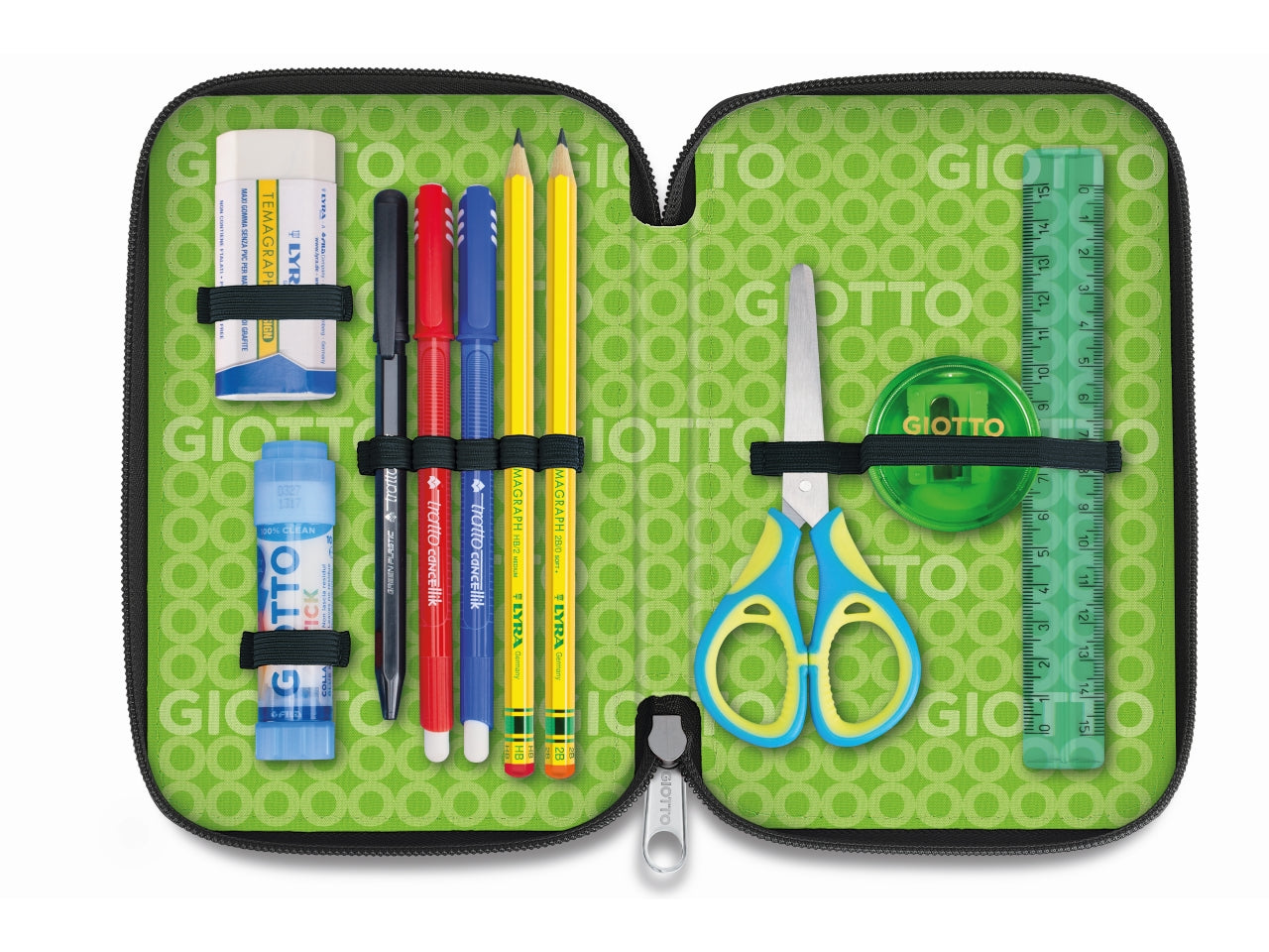 Astuccio 3 Zip Giotto Stilnovo: Colori Assortiti in Tessuto, 19.5x7.5x12.9 cm - Fila