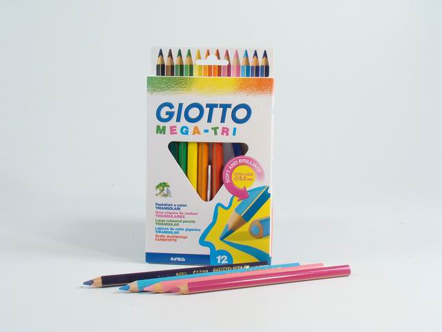 Pastelli colorati mega tri esagonali fusto uguale alla mina D 5.5 mm Giotto