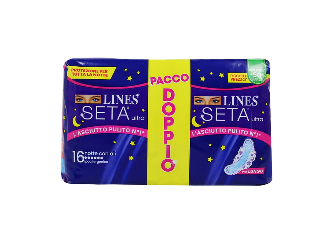 Lines seta ultra doppio notte ali - 16 assorbenti $