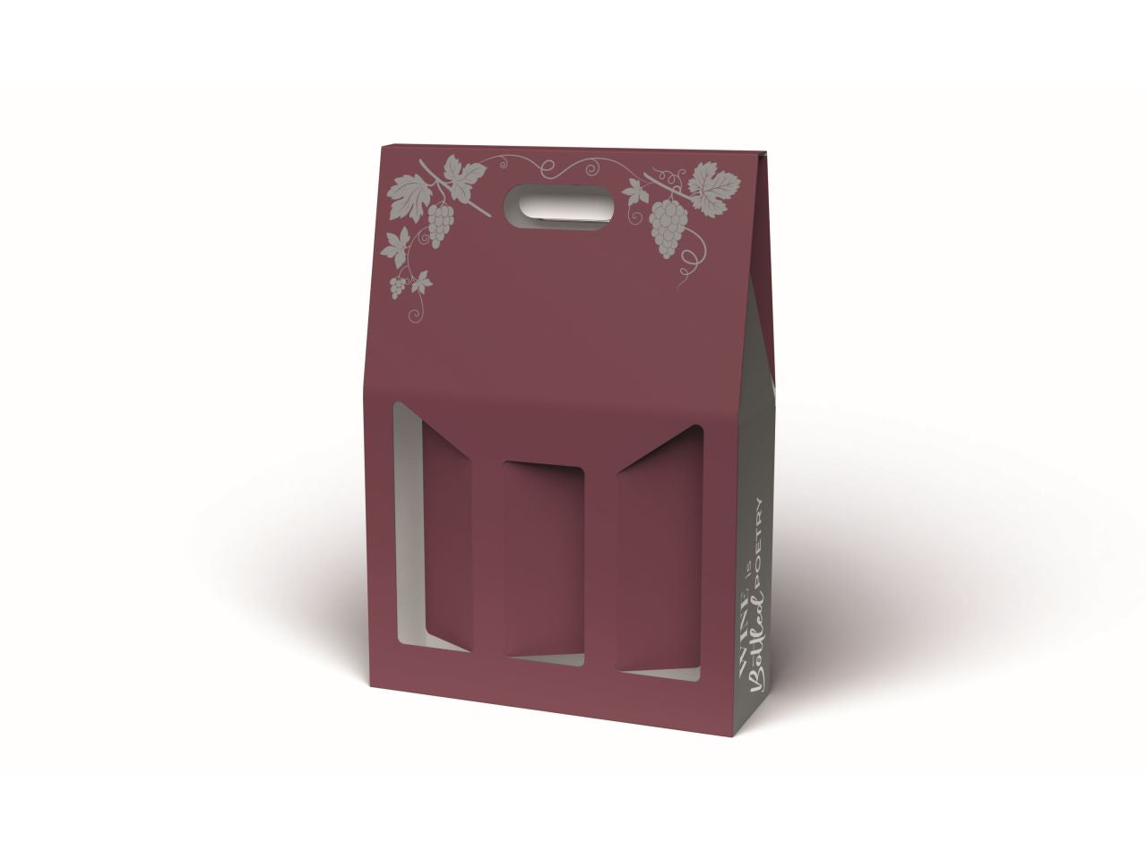 Scatola di cartone porta bottiglie di vino 27x9x40cm linea poetry per confezioni regalo - confezione per 3 bottiglie