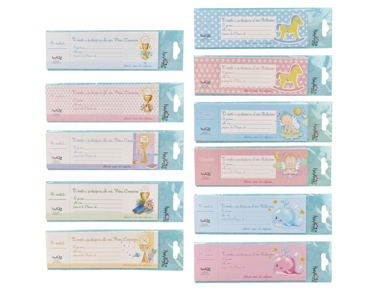 blocchetto inviti con 20 fogli per comunione e battesimo