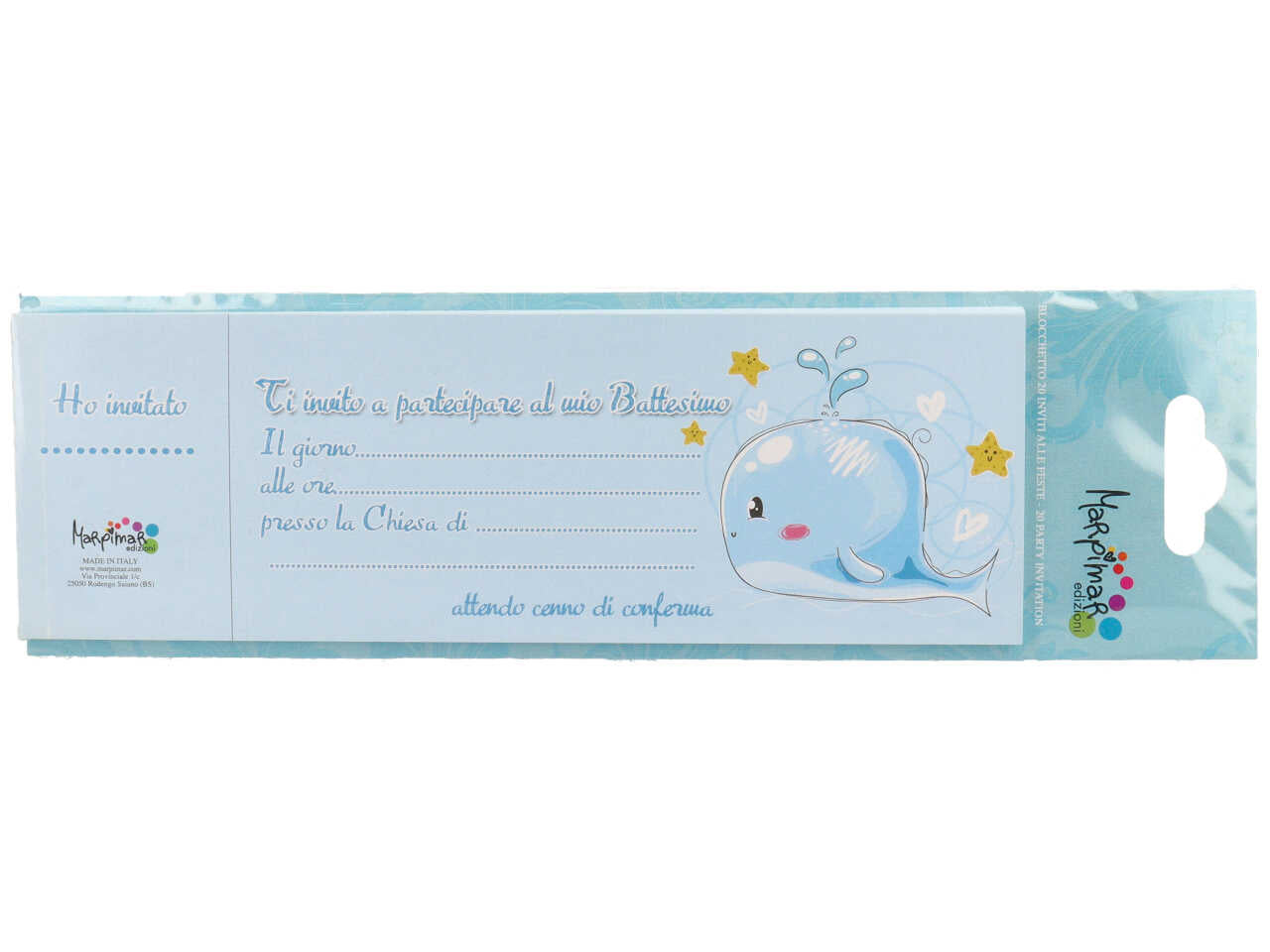 blocchetto inviti con 20 fogli per comunione e battesimo