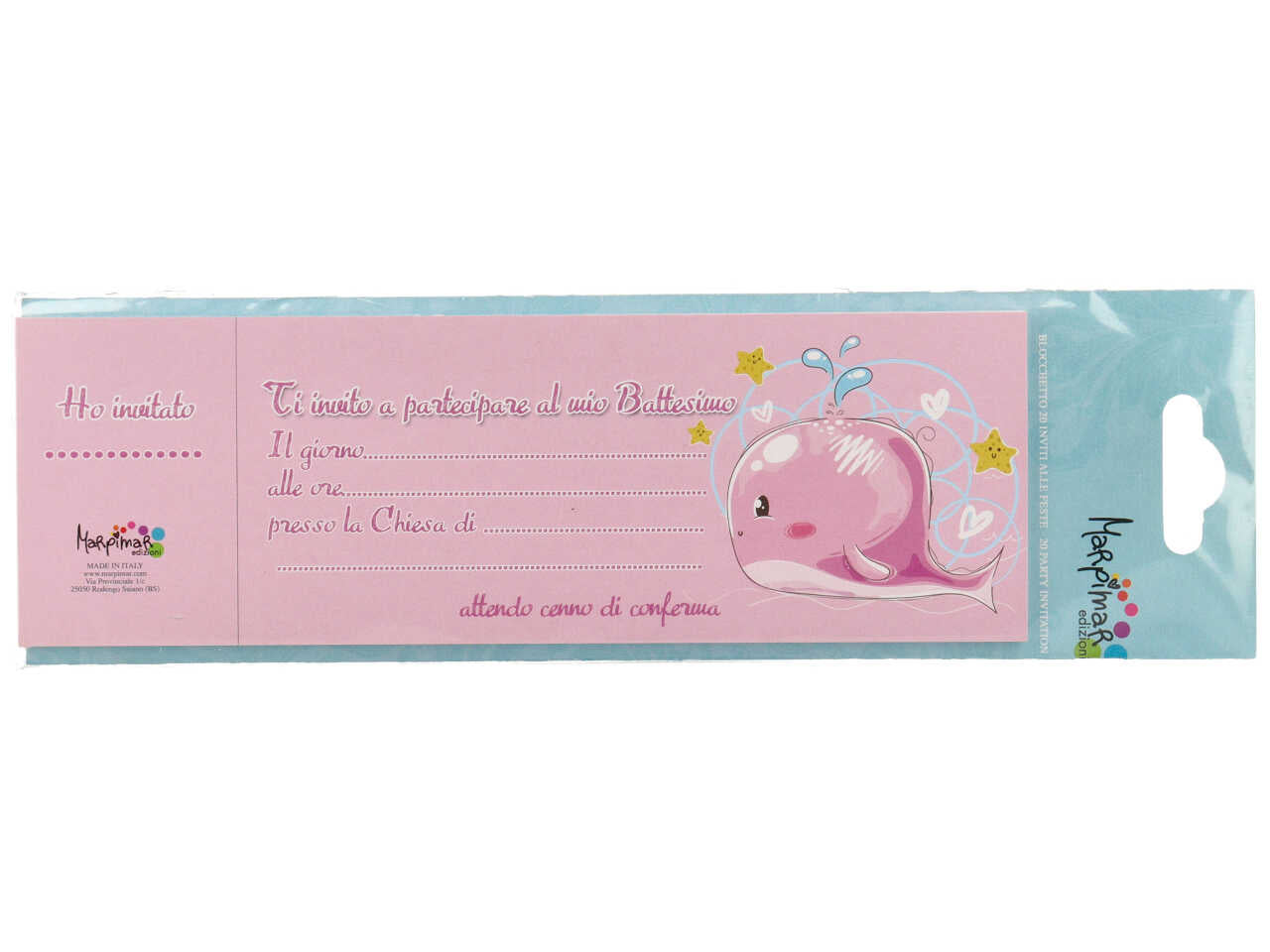 blocchetto inviti con 20 fogli per comunione e battesimo