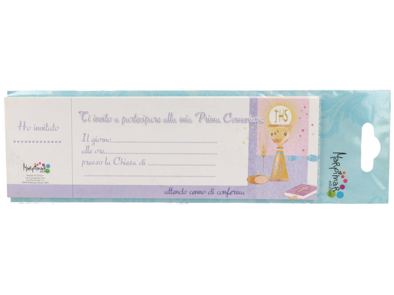 blocchetto inviti con 20 fogli per comunione e battesimo