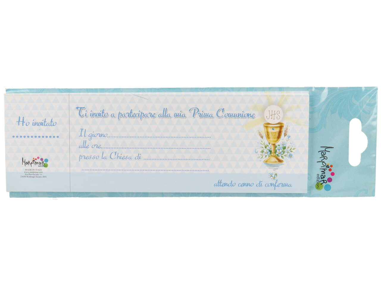blocchetto inviti con 20 fogli per comunione e battesimo