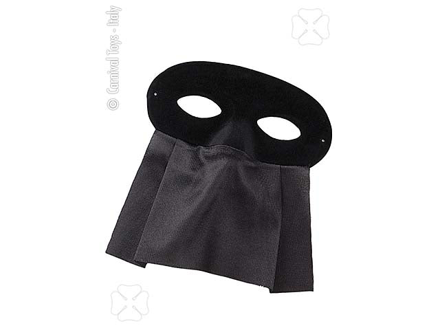 Domino scamosciato nero con bautta di raso nera