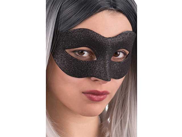 Maschera in plastica con glitter neri