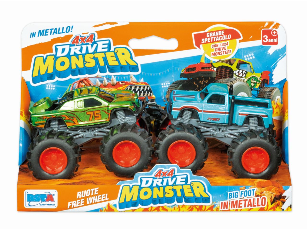 Set 2 pezzi die cast 4x4 drive monster