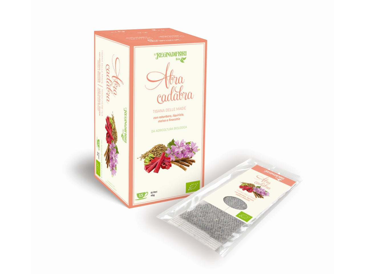 Tisana abracadabra- rabarbaro, liquirizia, malva e finocchio - la confezione comprende 15 astucci da 3gr ciascuno