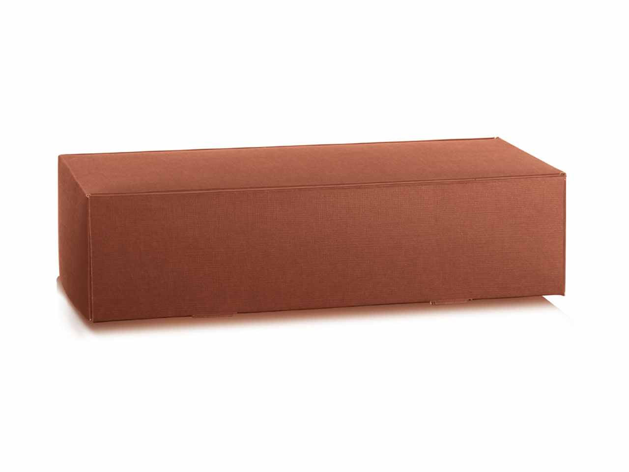 Portabottiglie steso per 2 bottiglie in cartoncino accoppiato colore seta corten misura 340x185x90mm