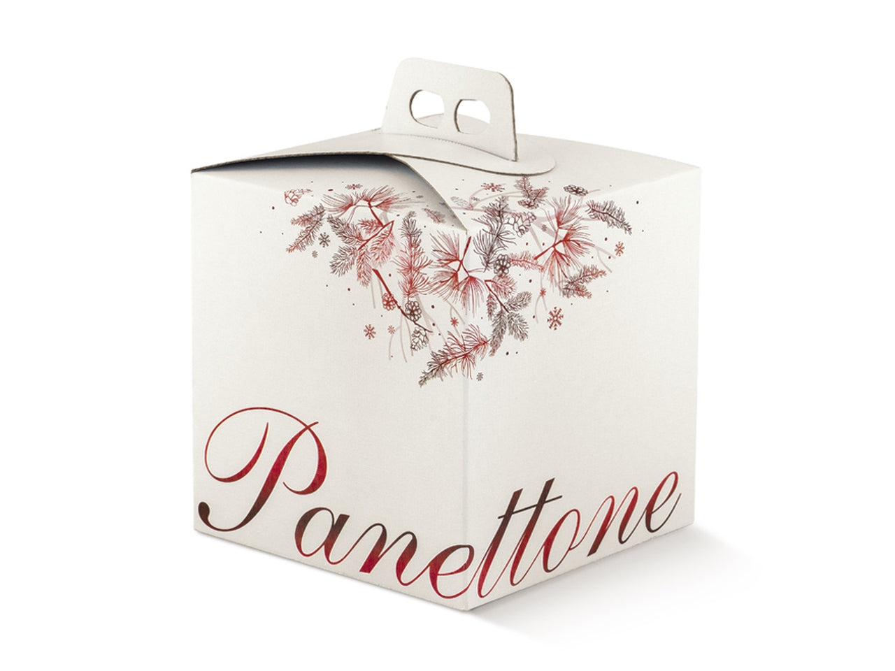 Scatola regalo porta panettone effetto lino bianco e rosso 24,5x24,5x19 cm - Scotton