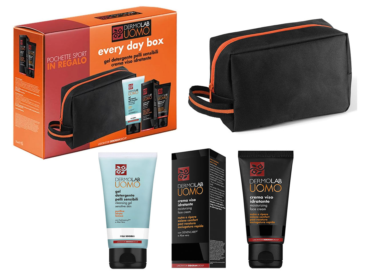 Dermolab uomo detergente 150ml+crema viso 50ml + pochette sport