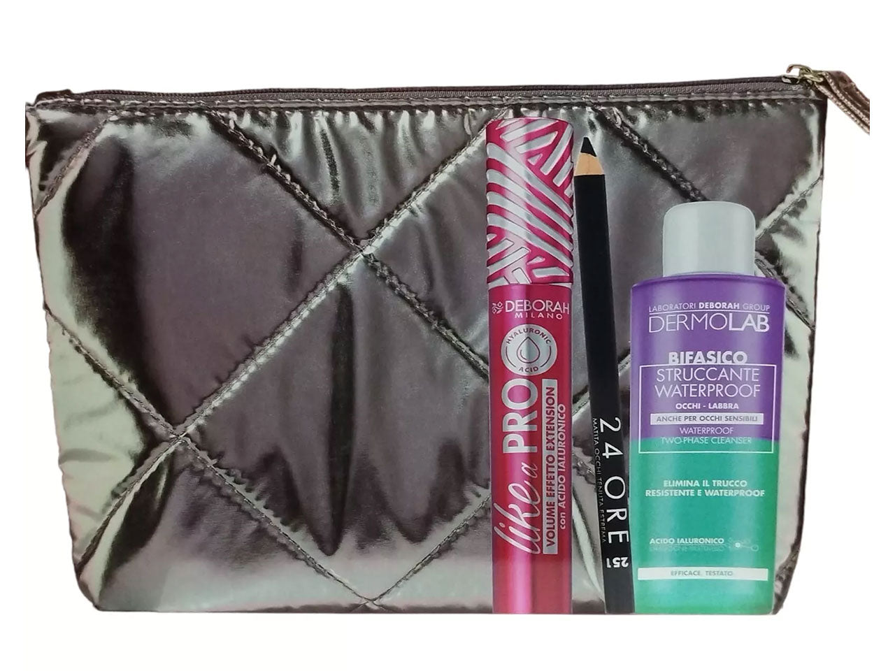 Deborah kit mascara like a pro+matita occhi24h +mini struccante bifasico+pochette