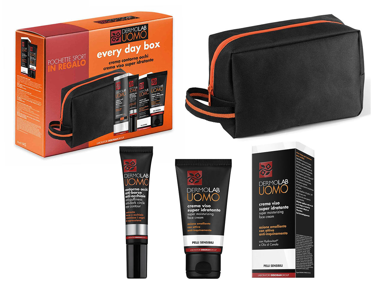 Dermolab uomo contorno occhi 15ml+crema viso 50ml+pochette sport