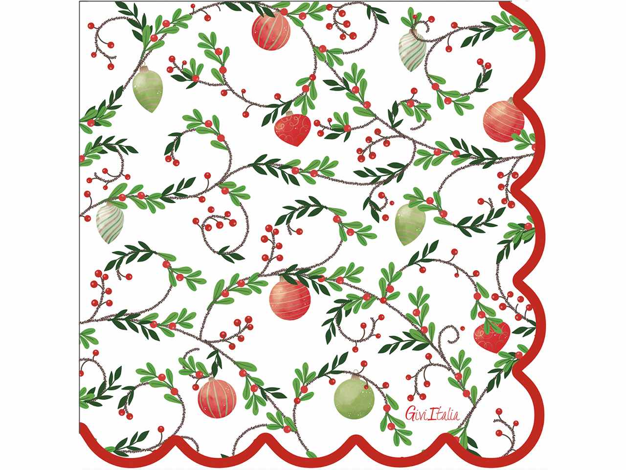 Tovaglioli christmas card con smerlo cm33x33 16 pezzi