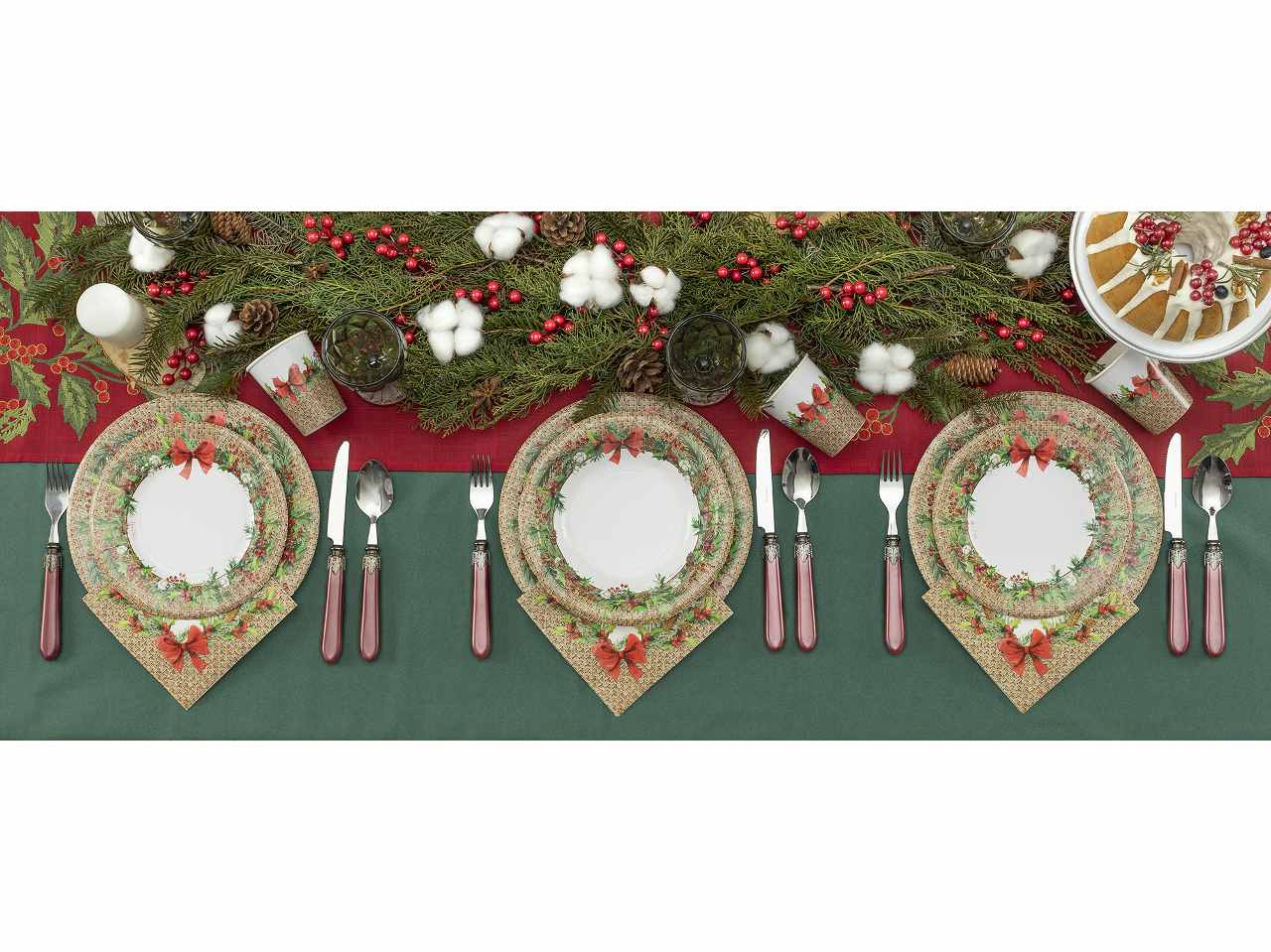 Piatti round shape cm24 rattan christmas 8 pezzi