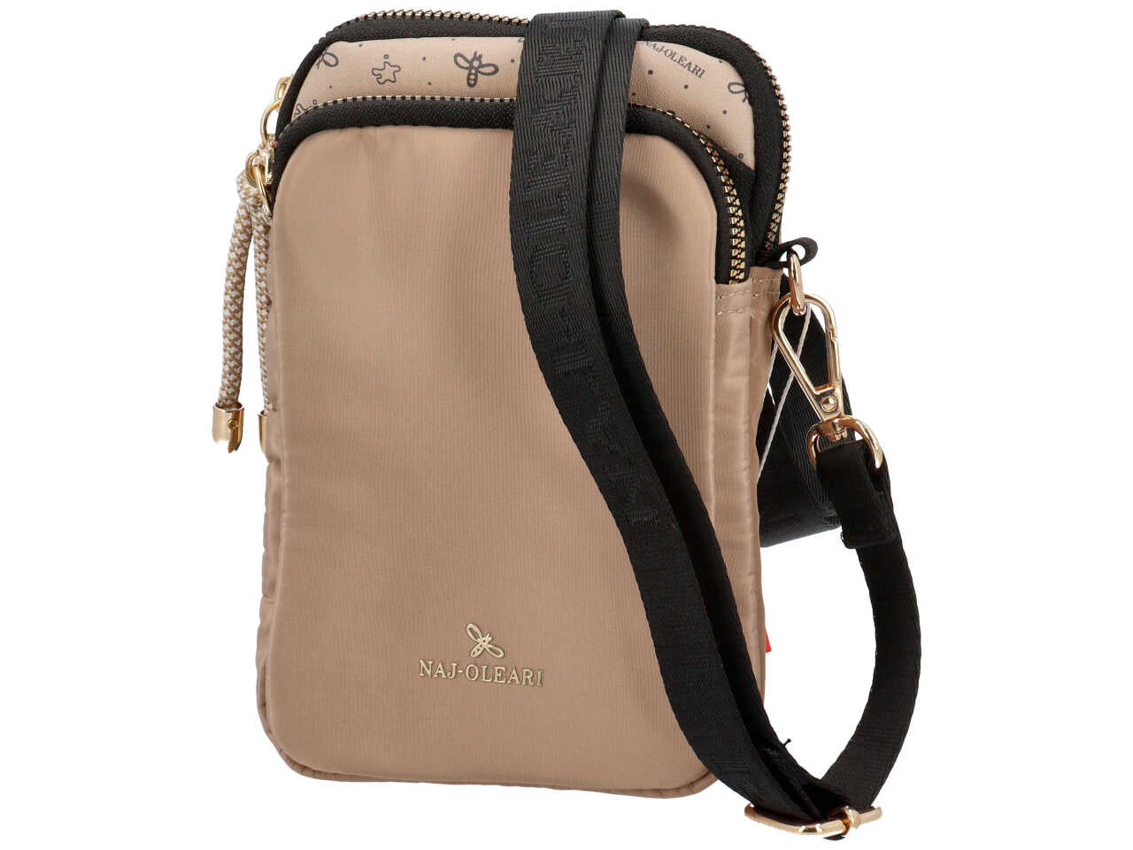 Tracollina da donna sabbia in tessuto con cinghia sganciabile, 18x12x3,5 cm - Naj Oleari