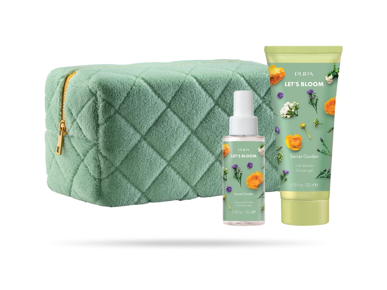 Pupa let s bloom kit 2 secret garden geldoccia 200 + acqua profumata 100ml