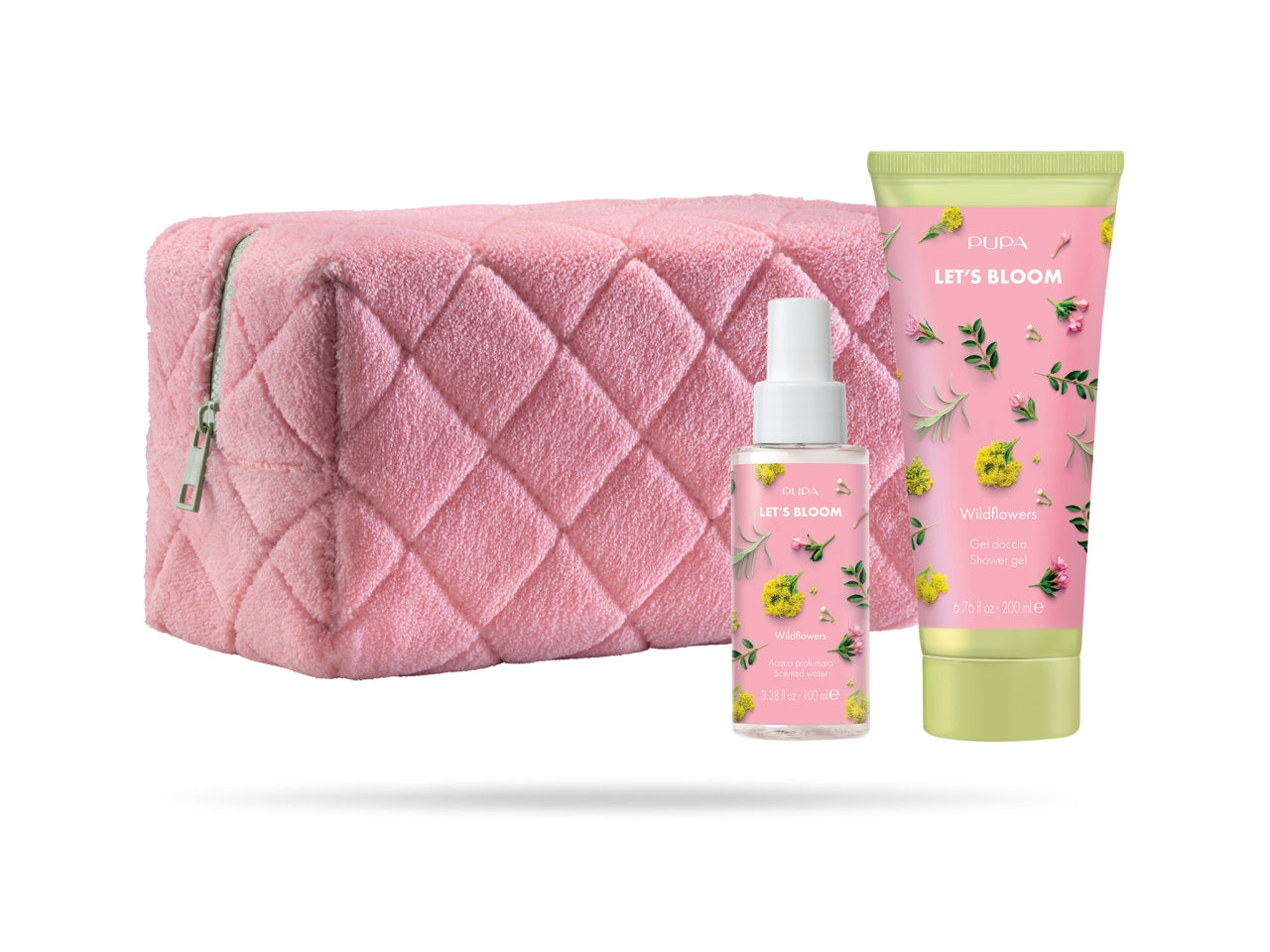 Pupa let s bloom kit 2 wild flowers geldoccia 200 + acqua profumata 100ml