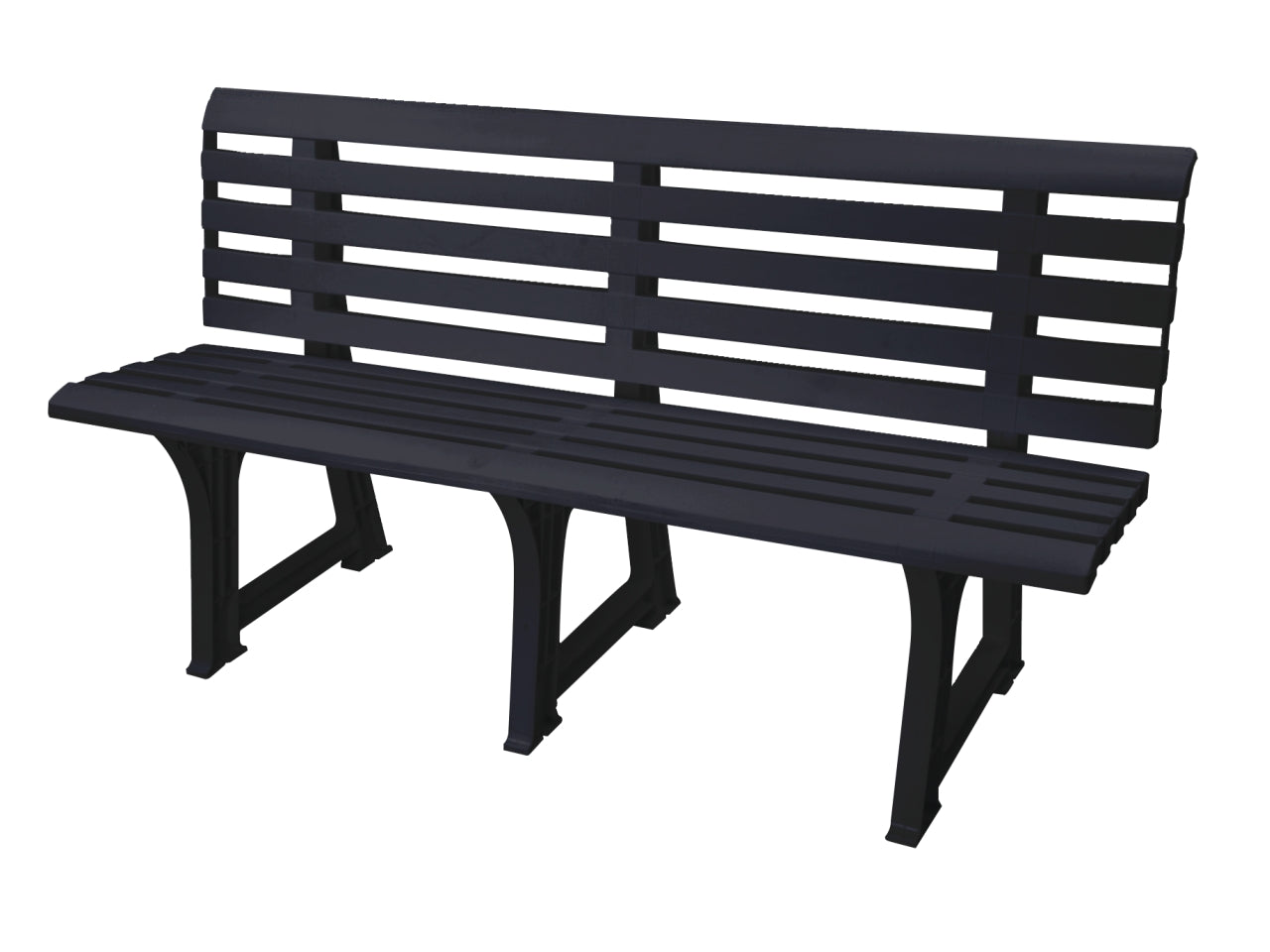 Panchina Isotta in plastica antracite per interno/esterno, Made in Italy, 149x51x75 cm - Plasticaltosele