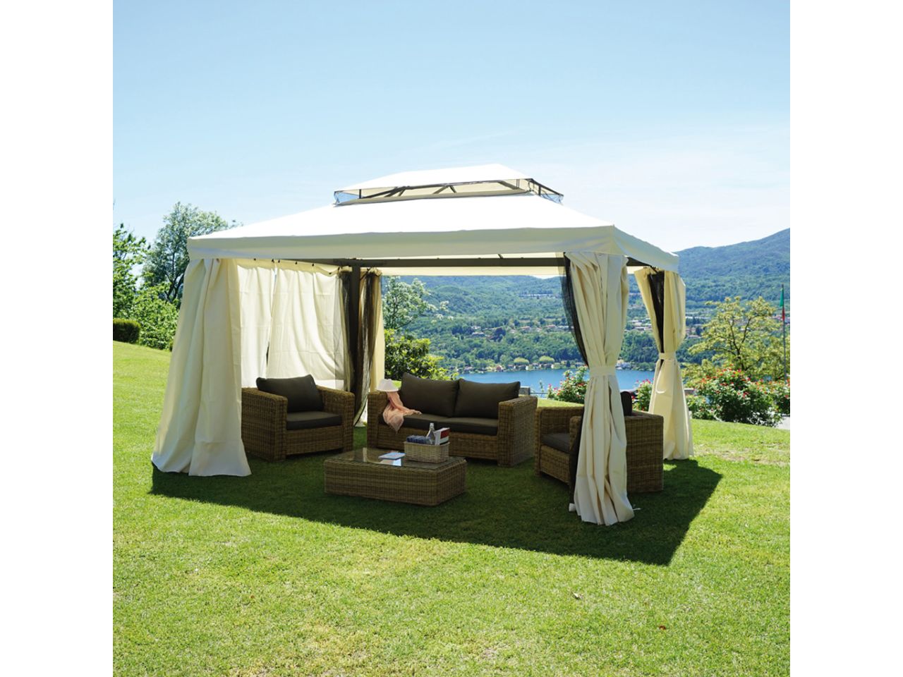 Gazebo nebrasca 3x4mt in alluminio con tende