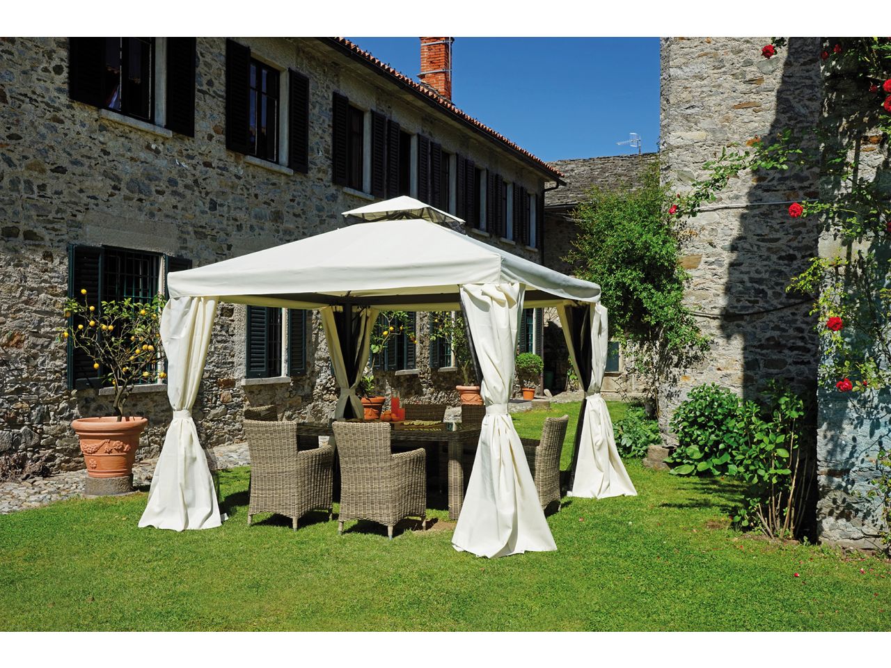 Gazebo nebrasca 3x3mt in alluminio con tende