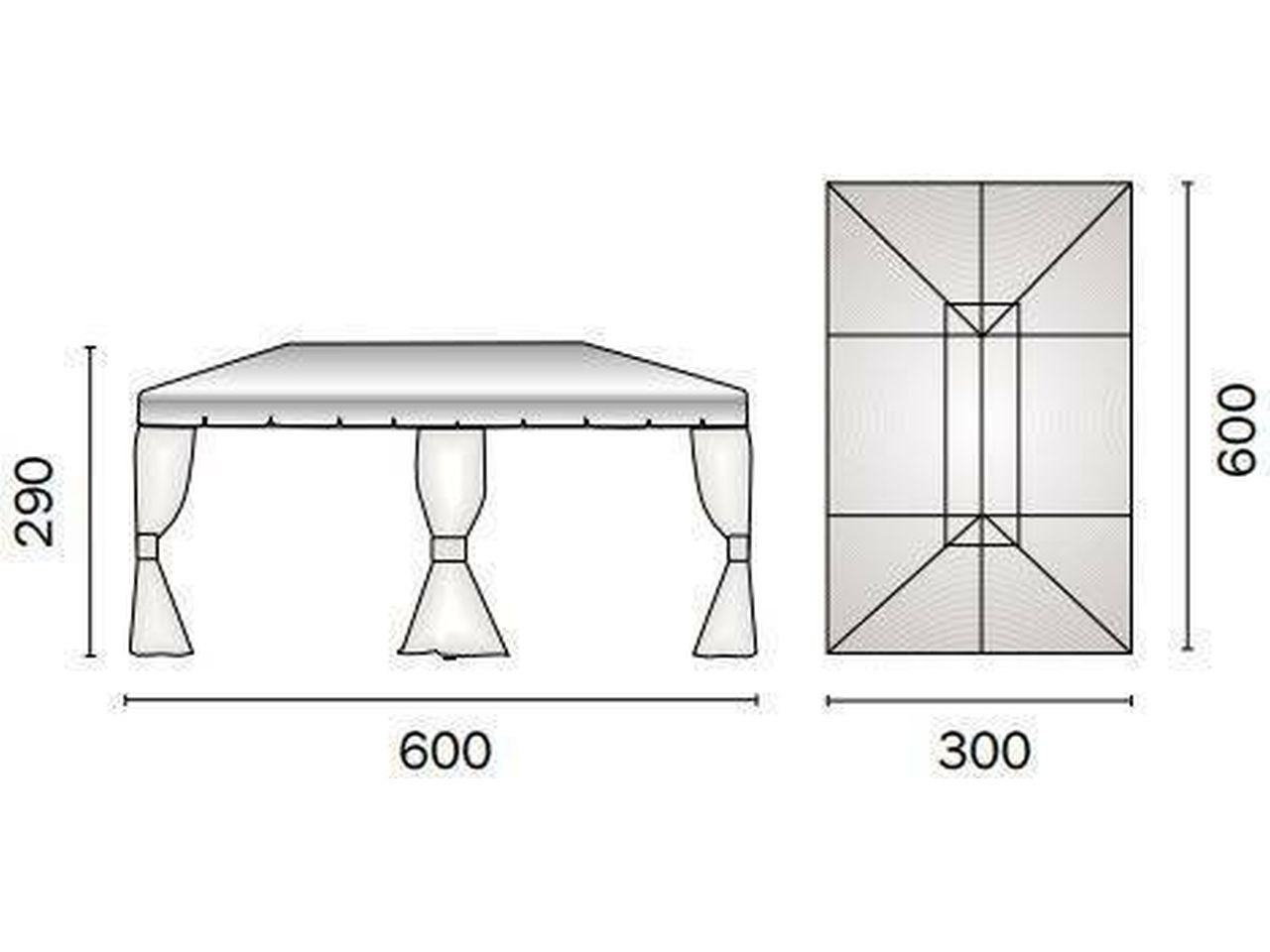 Gazebo nebrasca 6x3mt in alluminio con tende
