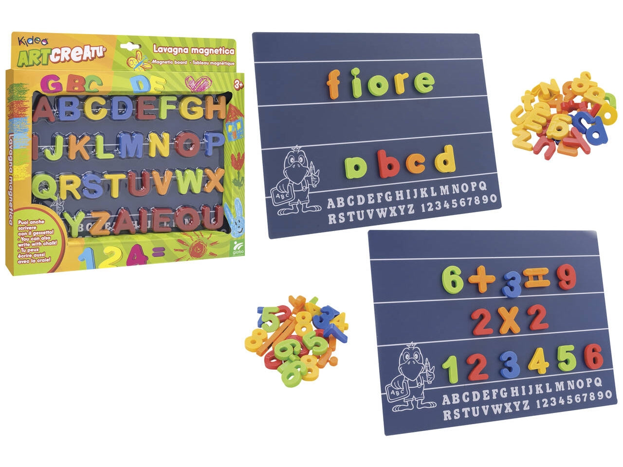 Lavagna magnetica con lettere e numeri in 3 assortimenti
