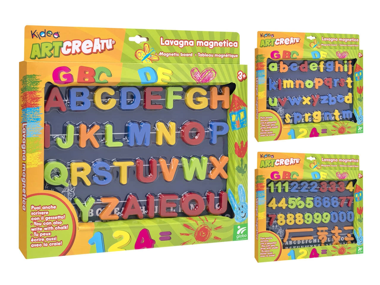 Lavagna magnetica con lettere e numeri in 3 assortimenti