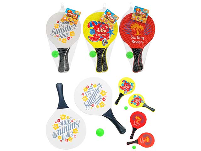 Racchettoni spiaggia beach legno con pallina in legno 33x18,5cm