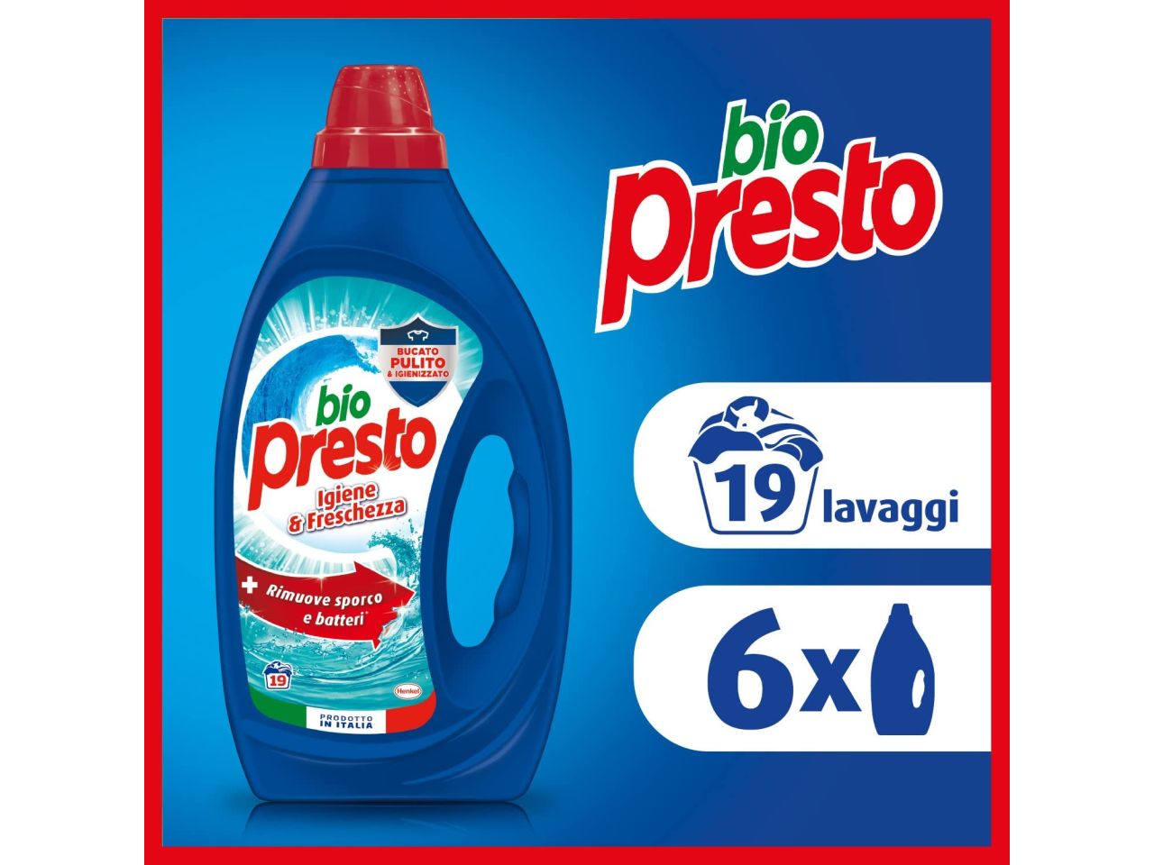 Bio presto detersivo bucato lavatrice liquido igiene & freschezza 19 + 4 lavaggi $