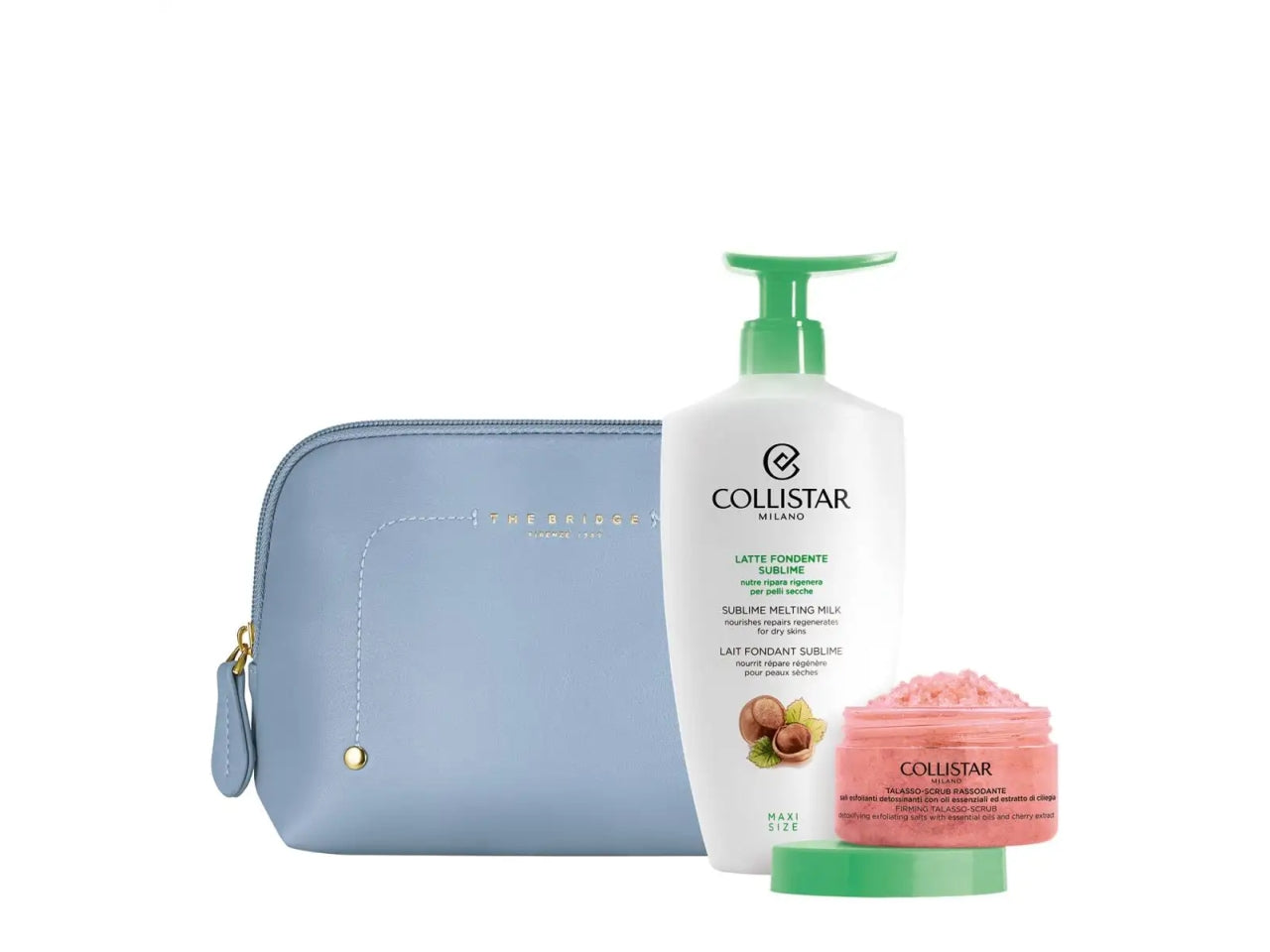 Cofanetto Collistar con Travel bag, Latte Fondente Sublime 400ml e Talasso-Scrub Energizzante 150g