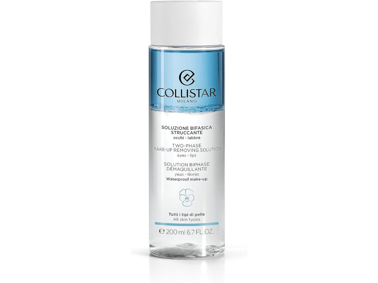 Collistar struccante bifasico per occhi e labbra, adatto a tutti i tipi di pelle e trucco waterproof, 200 ml