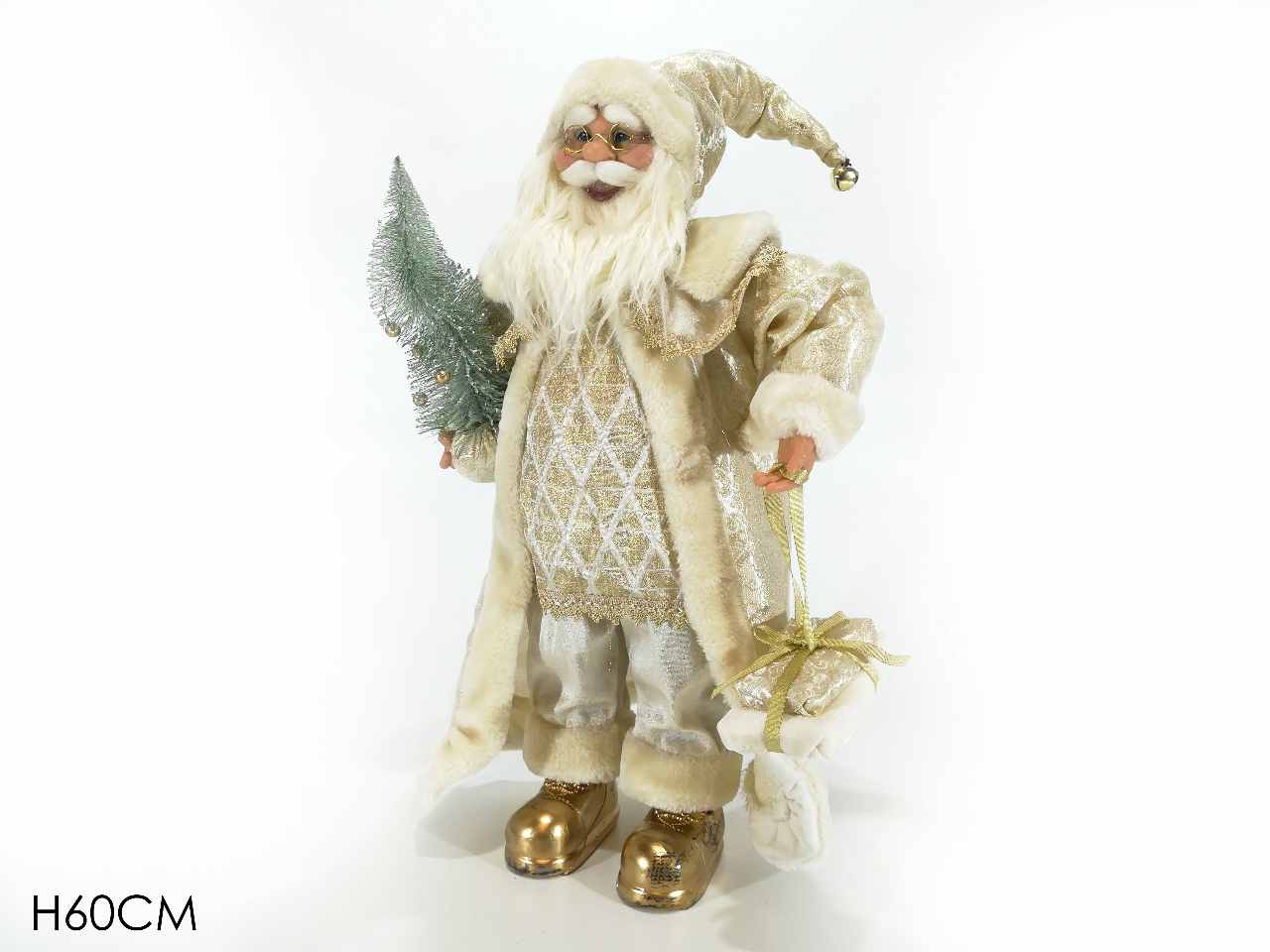 Babbo natale h.60cm con pacco oro