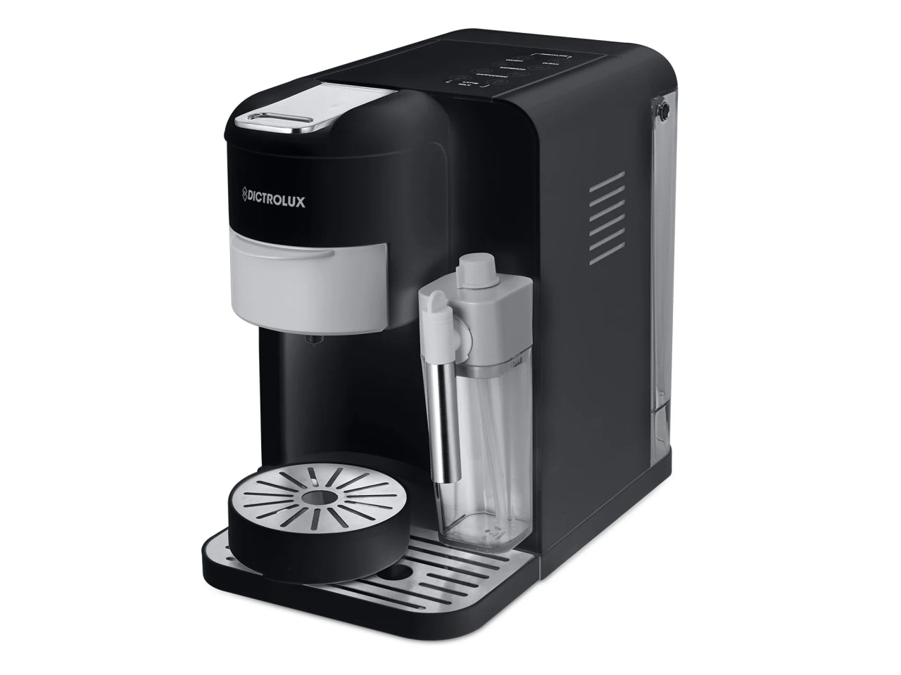Macchina per il caffè 3in1 Emily Express&Milk nero con adattatori per capsule e cialde Dictrolux