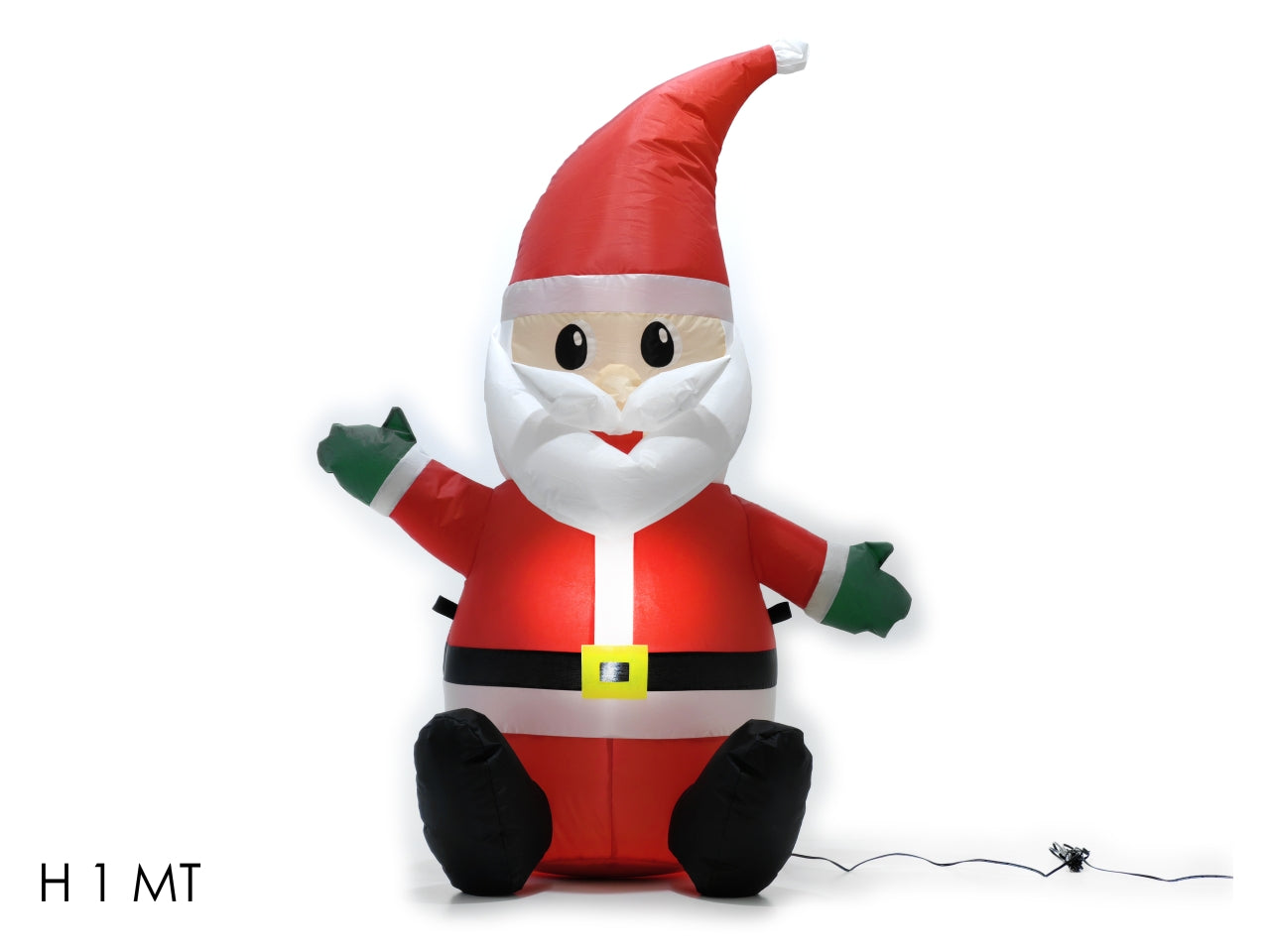 Babbo Natale seduto gonfiabile rosso e bianco con luce fredda in poliestere 100 cm Vestiamo Casa