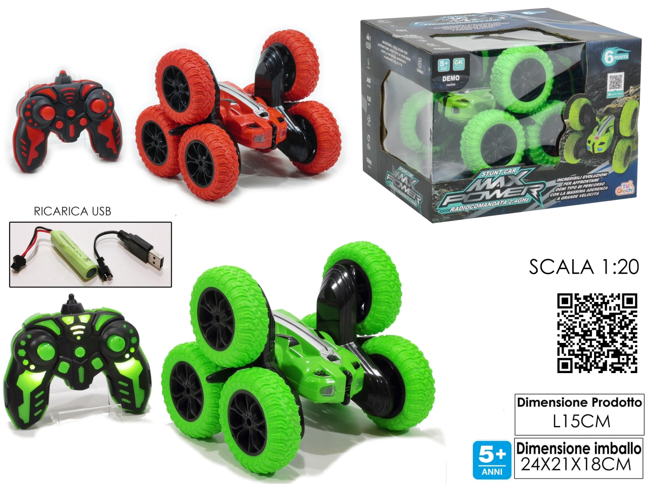 Auto radiocomandata stunt max power con 6 funzioni