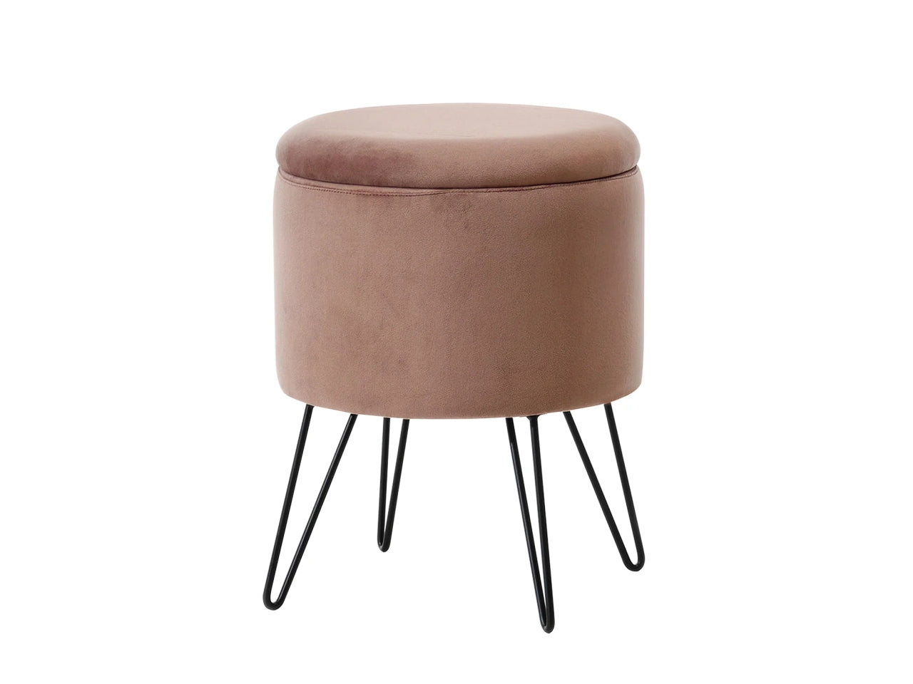 Pouf contenitore in velluto e metallo rosa e nero moderno 34x44 cm - Vestiamo Casa